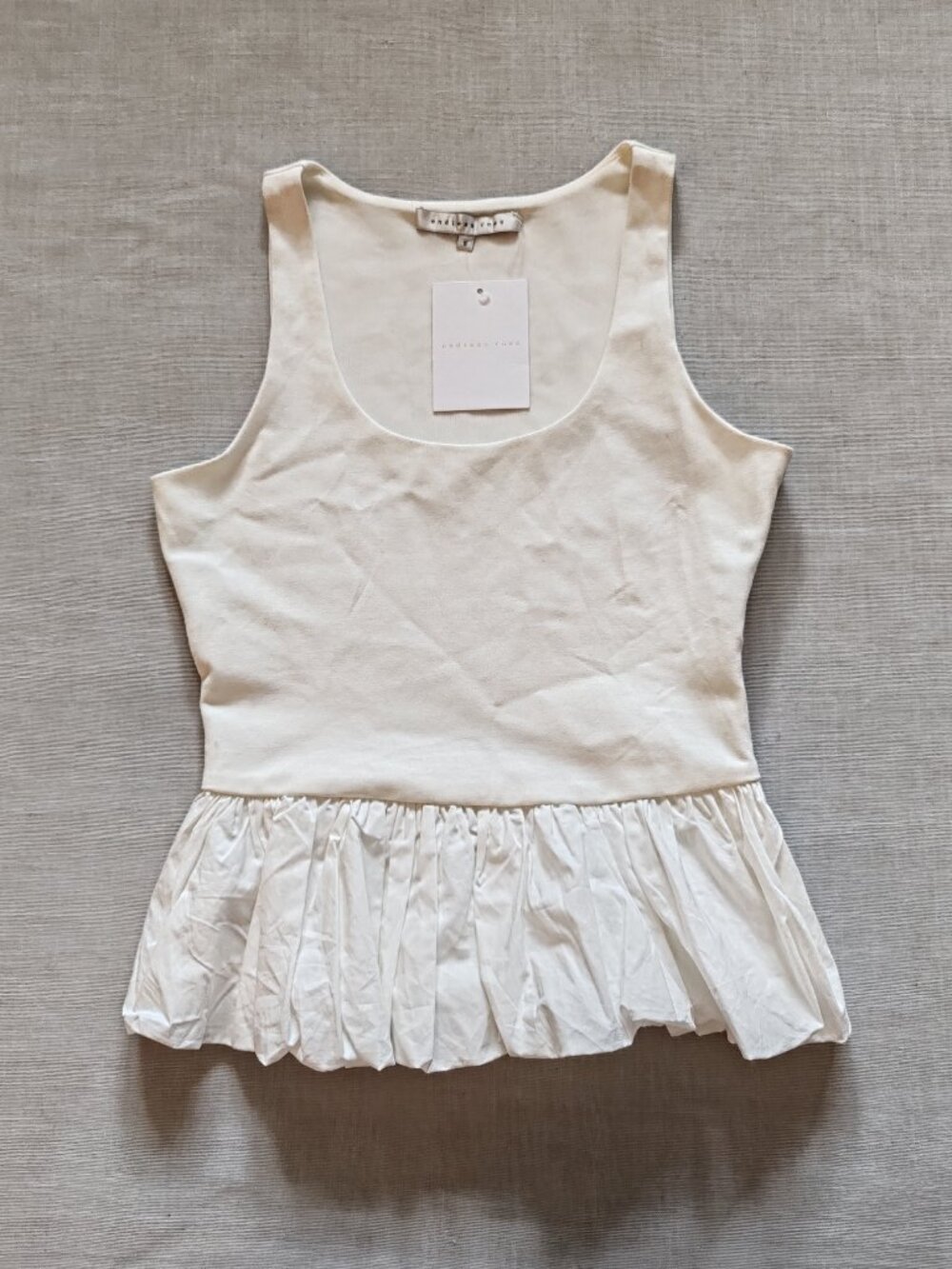 Endless Rose White Sleeveless Mixed Media Peplum Top side Zip NWT Size S